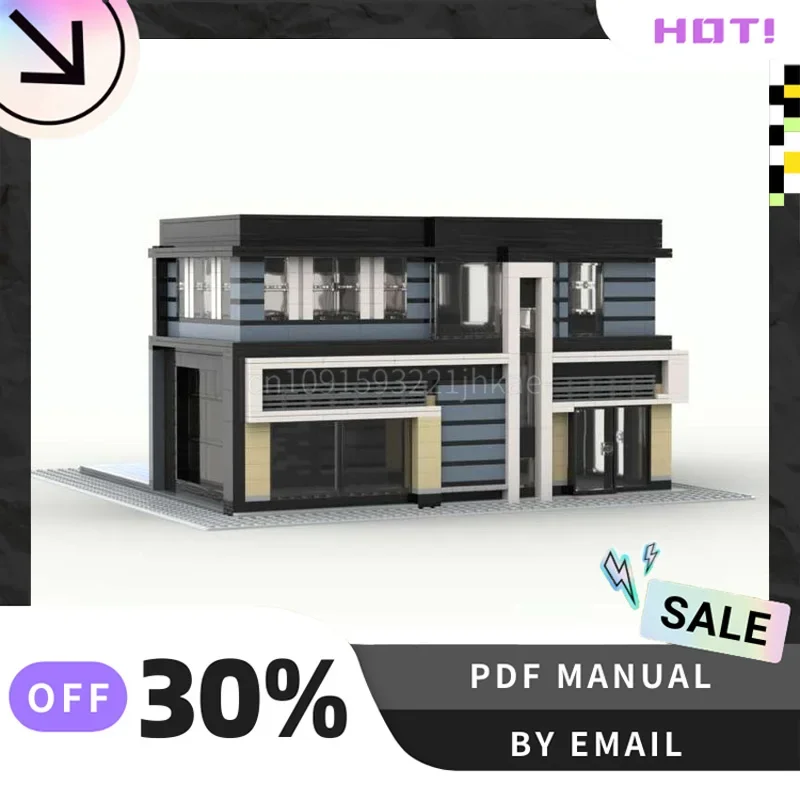 [1292PCS] Aangepaste MOC Moderne huis Creatieve Bouwstenen Set STEM Educatief Speelgoed DIY Bouw Model Kit Verjaardagscadeau