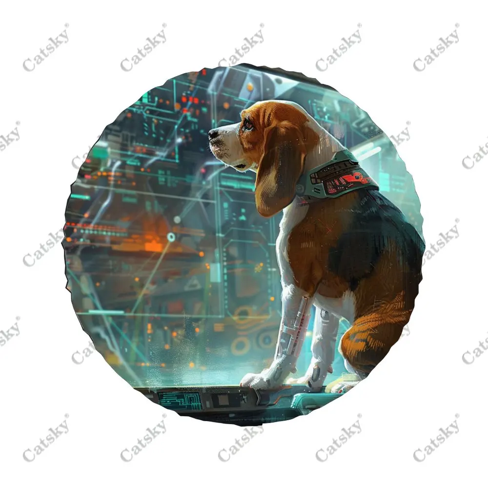 Future City Beagle Animal Universal Car Spare Tire Cover Auto Accessories Wheel Protect for Trailer SUV Truck Camper14-17inch