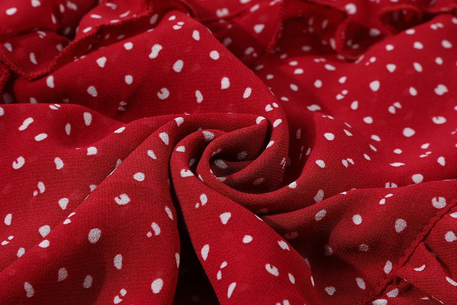 High Waist Vintage Red Dots Printed Women's Umbrella Cake Skirts 2025 New Irregular Ruffles Casual Loose A-line Skirts Female