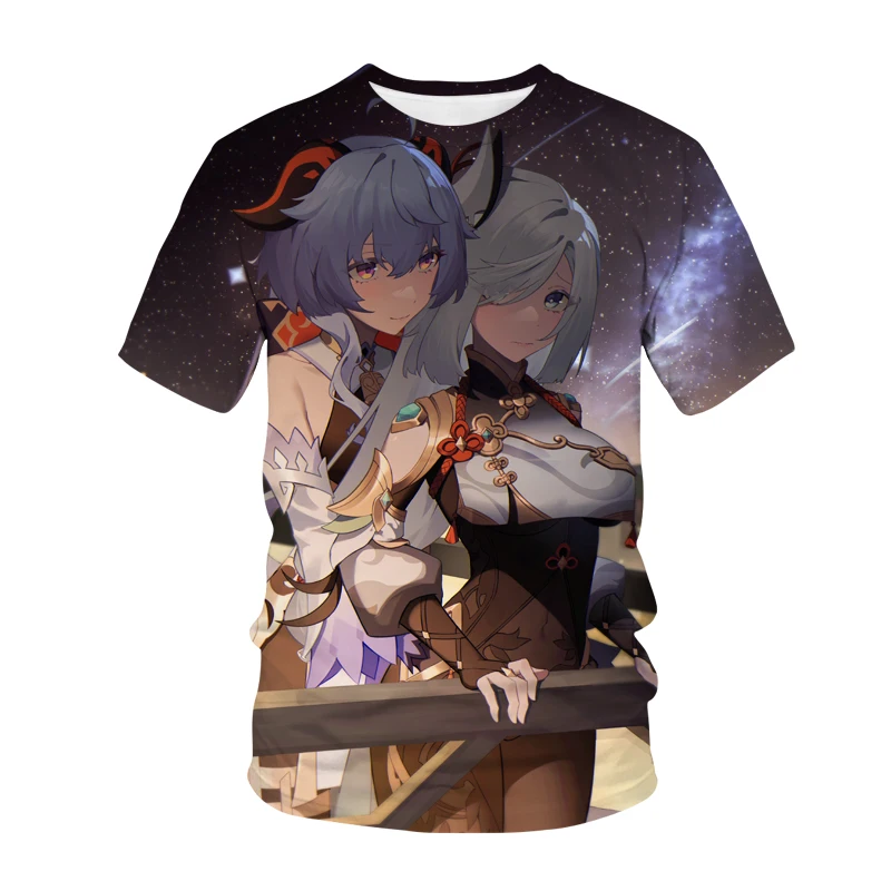 New Genshin Impact T-Shirts ShenHe Sexy Girls Anime Game 3D Print Streetwear Men Women Oversized T Shirt Tees Tops Kids Clothing