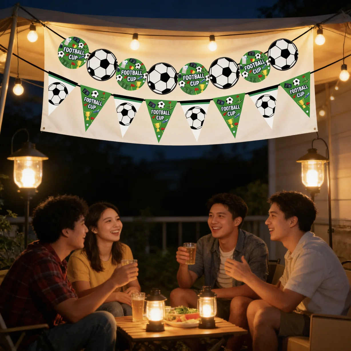 A set of championship football printed banner flags for restaurant and bar decoration, birthday party banners, and colorful foot