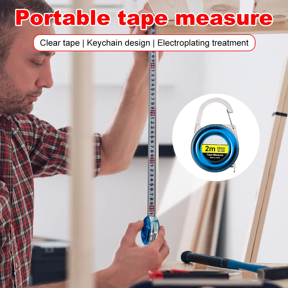 1pc Mini Keychain Tape Measure Multipurpose Steel Tape Measure Gift Ruler 2m Steel Tape Measure Delicate Small Steel Ruler