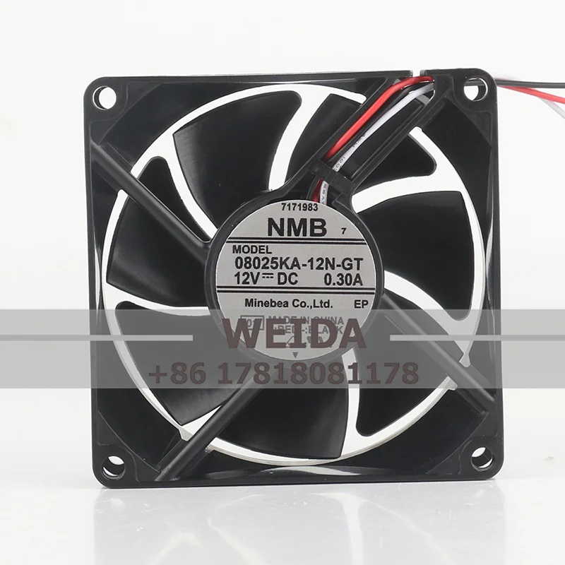 

New NMB 08025KA-12N-GT 8025 DC12V 0.30A 8CM inverter Waterproof cooling fan 80 x 80 x 25MM