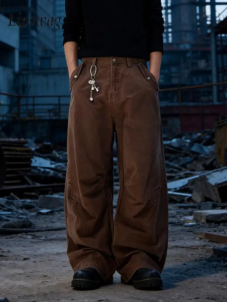 

Streetwear Vintage Denim Trousers Men 2026 Spring Autumn Casual Solid Color Straight Jeans Mens Stylish Loose Jean Pants