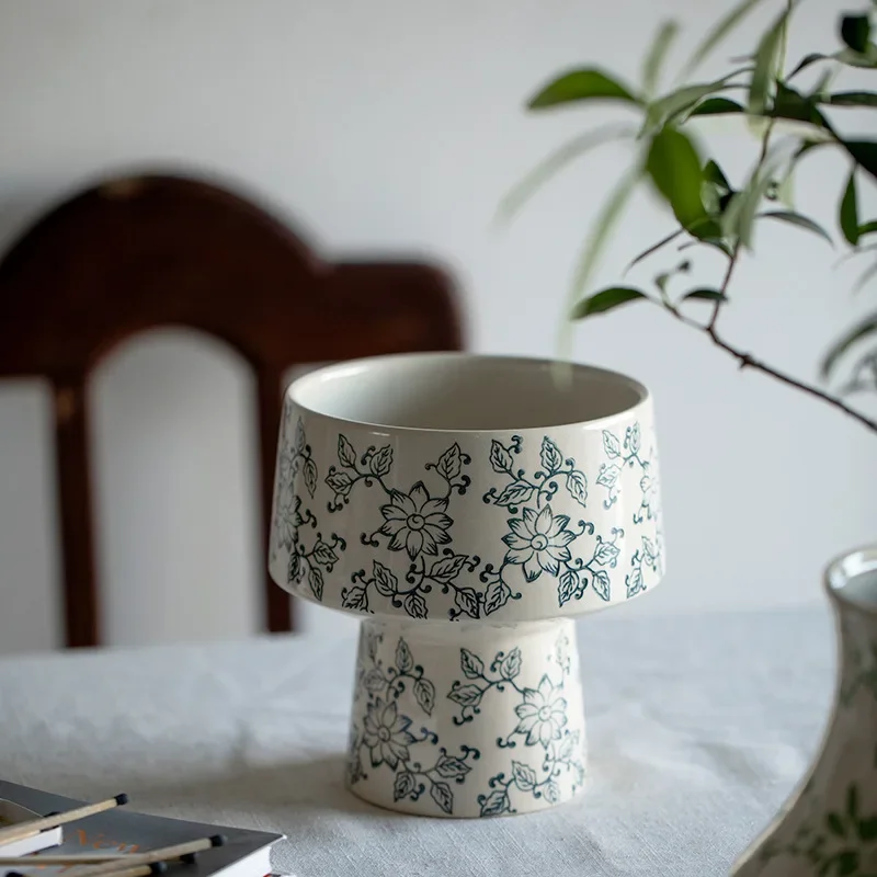 

Ceramic Flower Pot Creative Simple Potted Plant Green Plant Home Decoration Blue and White Porcelain