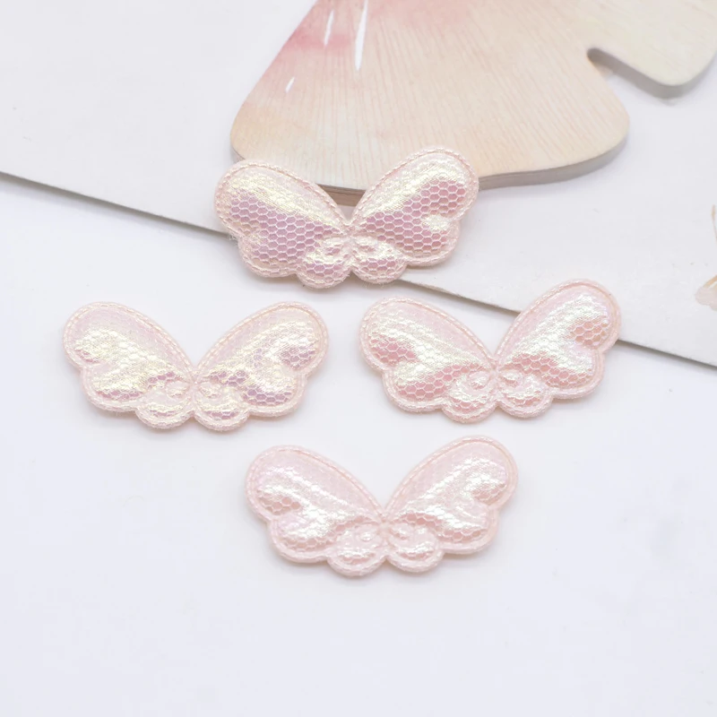 40Pcs 32*16mm Mesh Leather Wing Appliques for DIY Clothes Sewing Patches Handmade Headwear Bowknot Bow Decor Accessories