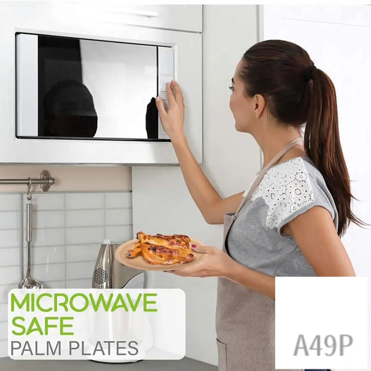 

P4-Compostable, Biodegradable, Disposable Palm Leaf Plates Sturdy, Microwave & Oven Safe (20, 8 Inch Round Plates)
