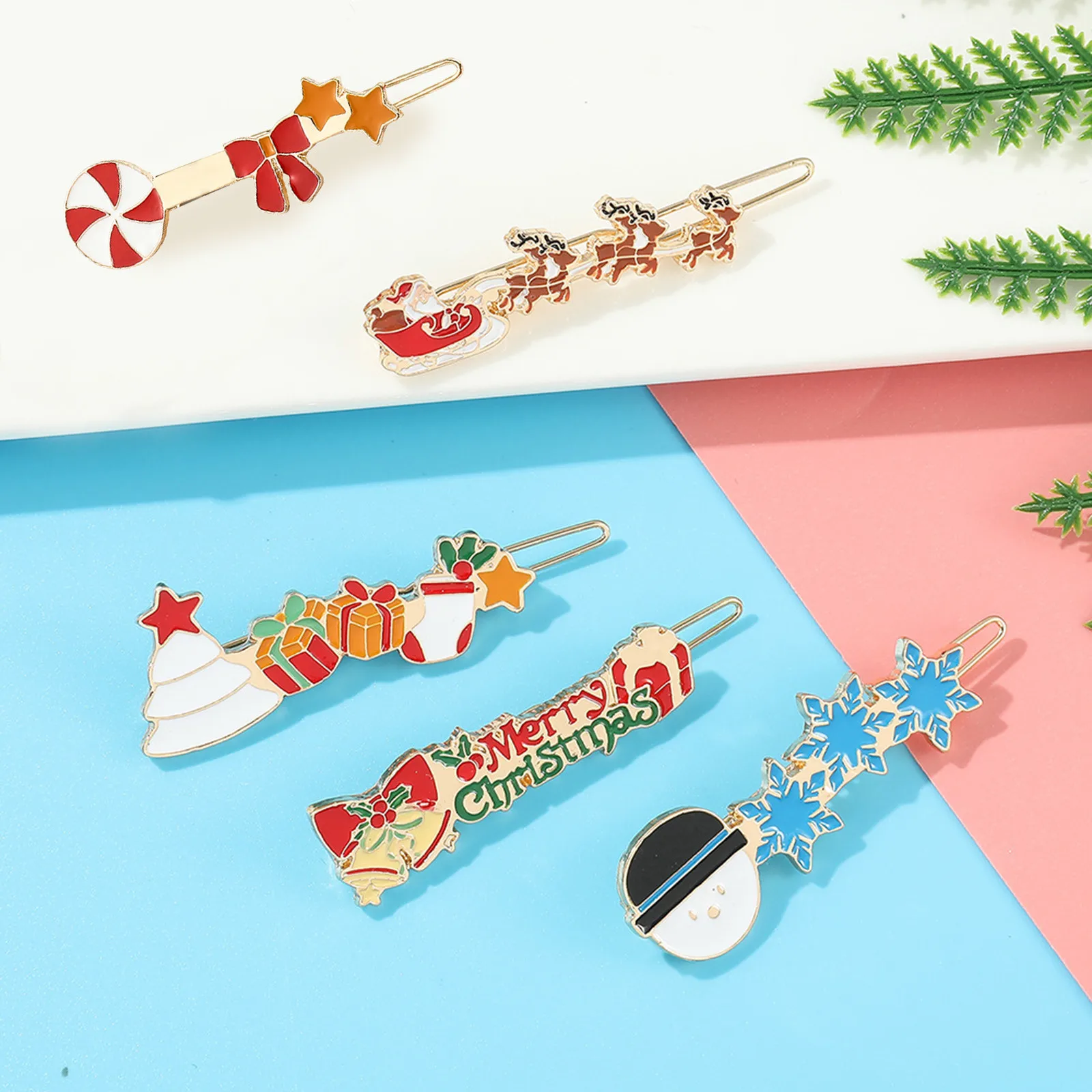 

Заколки для волос, 5 шт., рождественские заколки для волос для женщин, рождественские заколки-колокольчики со снежинками, праздничные заколки для волос, праздничный костюм, NiñAs