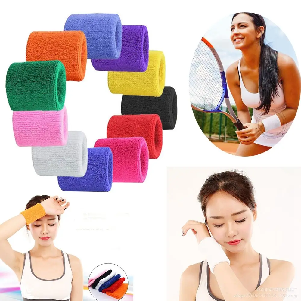 Quality Unisex Soft Comfortable Volleyball Basketball Sport Sweatband Tennis Hand Bands Cotton Wrist Band Gym Sweat Wristband