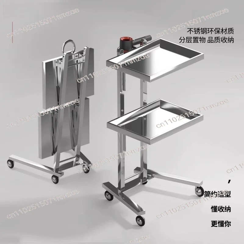 Barber Shop Trolley, Salon Thickened Stainless Steel Cart, Multifunctional Beauty Tool Cart
