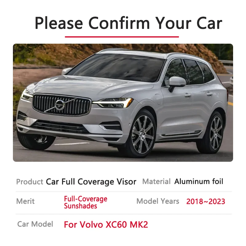 For Volvo XC60 2018 2019 2020 2021 2022 2023 Car Full Umbrella