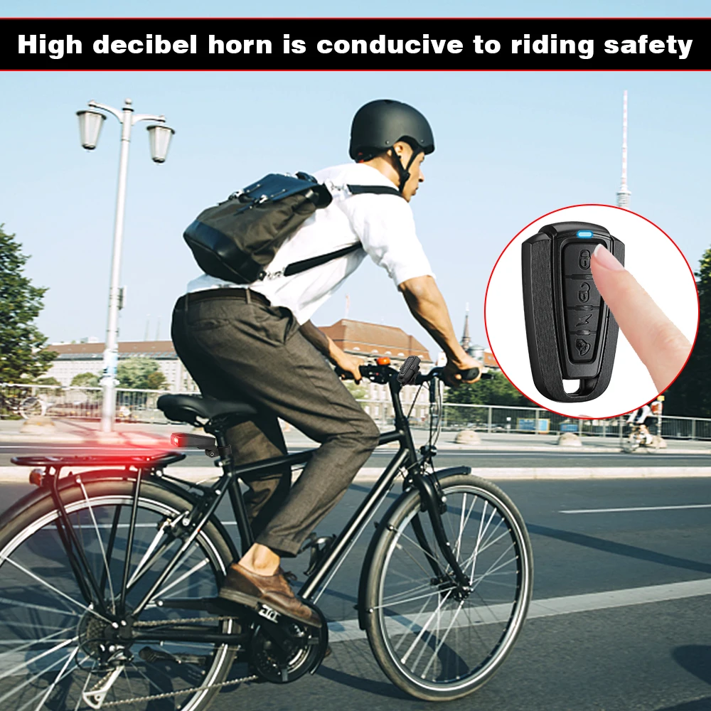 Camluxy Bicycle Light Anti Theft Alarm USB Bike Taillight Wireless Waterproof Auto Brake Sensing Remote Control Horn Lamp Alarm