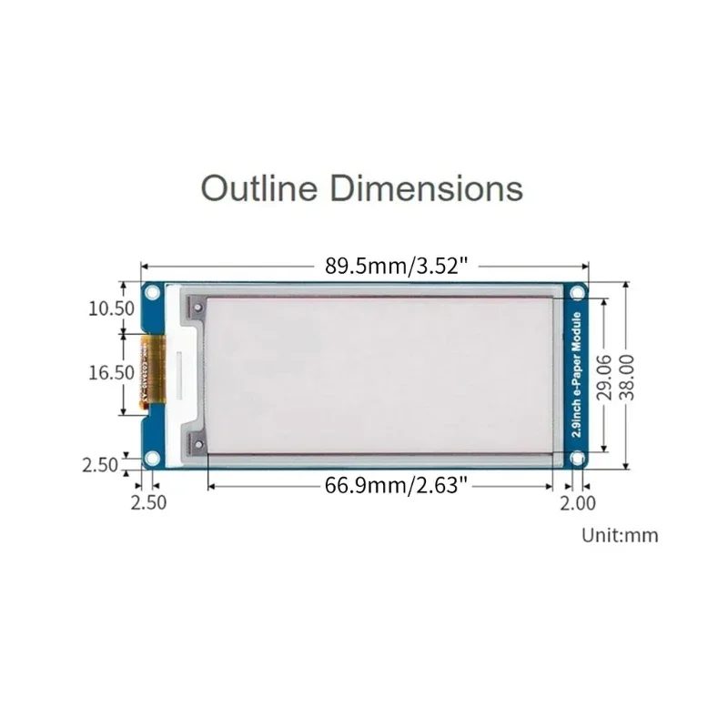 Module e-paper 2.9 pouces, écran SPI 296 × 128 pixels, tricolore, rouge, blanc, longue durée, pour écran e-ink RaspberryPi