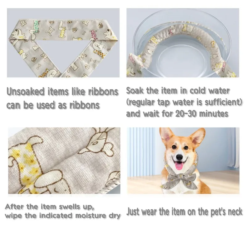 Cute Print Summer Dog Cooling Collar Pet Dog Ice Scarf Pet Cool Bandana Adjustable Pet Outdoor Prevent Heatstrok Dog Accessories