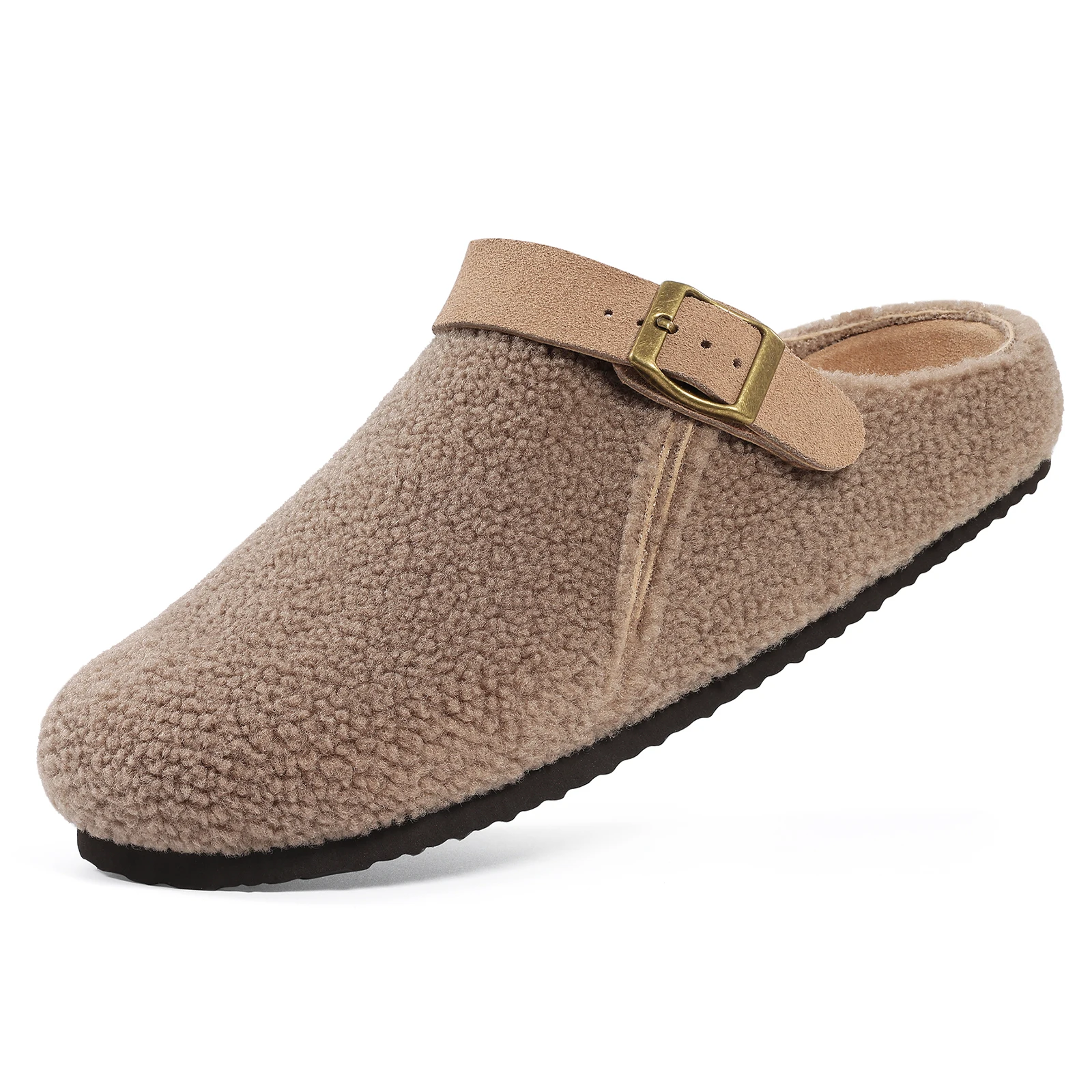 Shevalues Winterfell-Clogs für Damen, bequeme Fleece-Hausschuhe mit Fußgewölbestütze und verstellbarem Riemen, warme, flauschige Hausschuhe – Detail 2