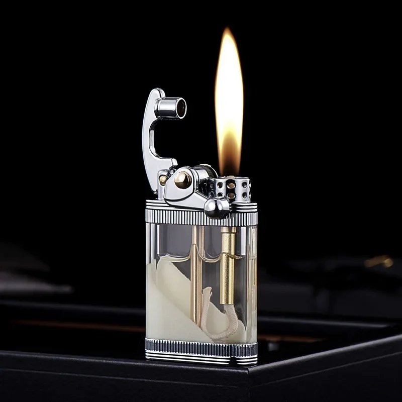 Luminous Quicksand Windproof Kerosene Lighter Novelty Retro Transparent Oil Cavity Lighter High-grade Boutique Men's Gifts