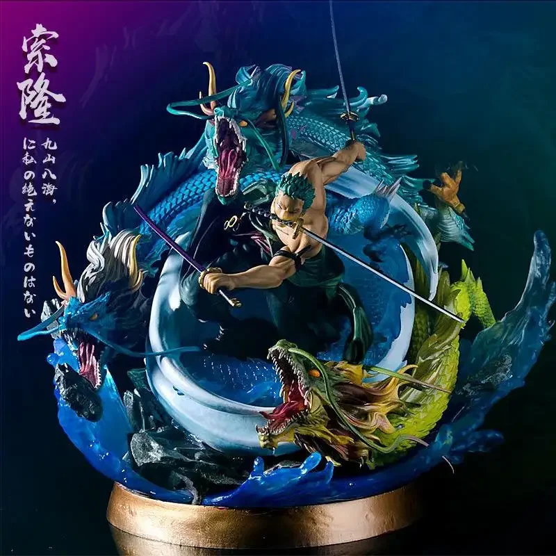 One Piece Anime Figma GK Roronoa Zoro Three Sword Style Dragon Manga Oversize Figurine Statue Action Figure Collection Model Toy