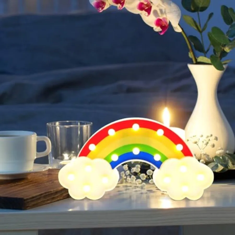 LED Rainbow Desk Light Bedside Lamp Decorative Night Light for Bedroom Table Use, Colorful Atmosphere Lighting for Home and Wed view 5