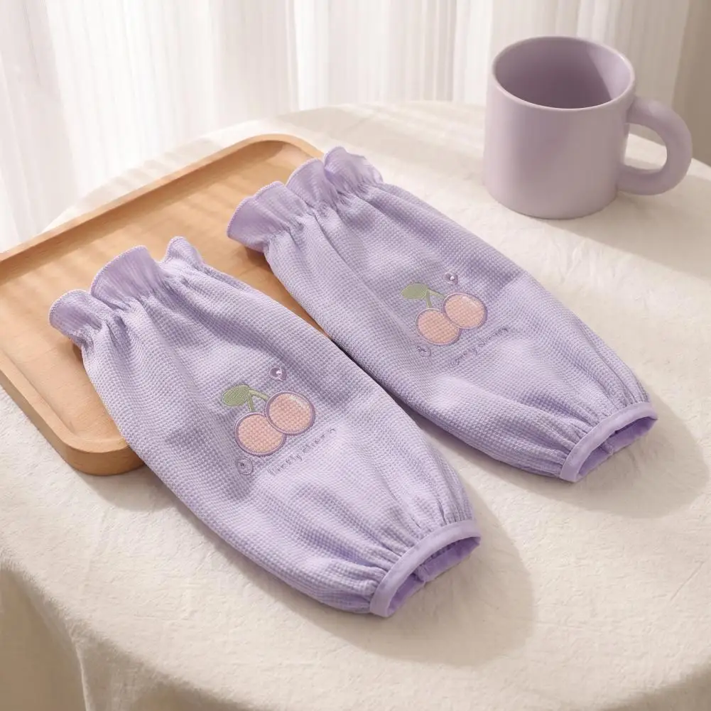 Anti-dirty Cuff Covers Housework Clothing Stain Guards Winter Stain Resistant Sleeves Cherry Embroidery Arm for Kitchen