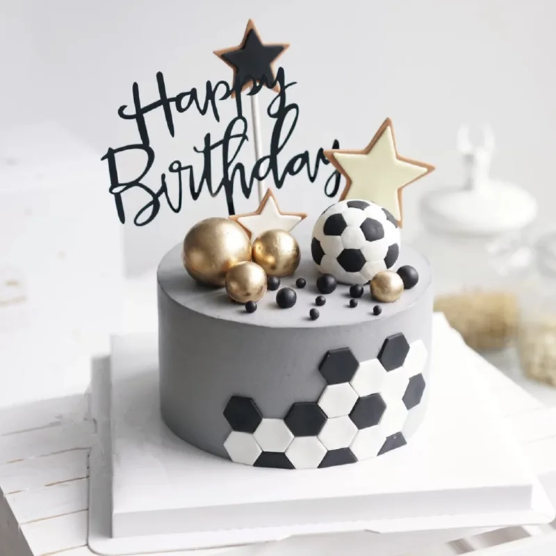 Football Cake Decorations Football Birthday Party Cake Toppers Football Team Model Kids Boys Happy Soccer Birthday Party Decors