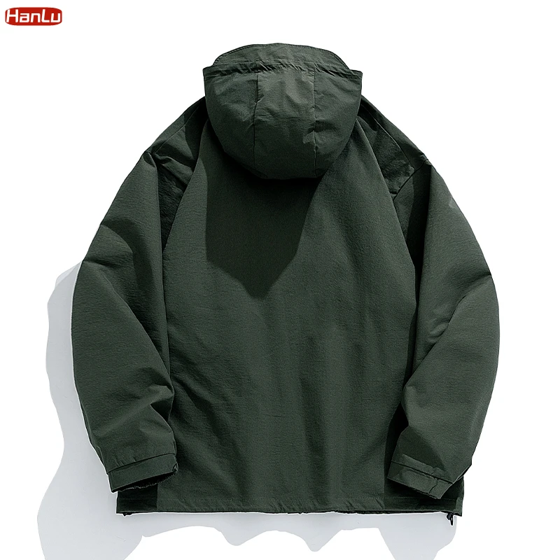 2023 Spring New Hiking Climbing Outerwear Windproof Jacket Hooded Coats Men Women Loose Patchwork Zipper Hat Jackets Plus Size