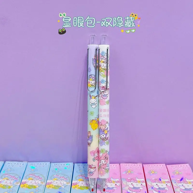 24pcs New Sanrio My Melody Kuromi Hello Kitty Pochacco Gel Pens Flower World Separately Boxed Low Center Of Gravity Neutral Pen