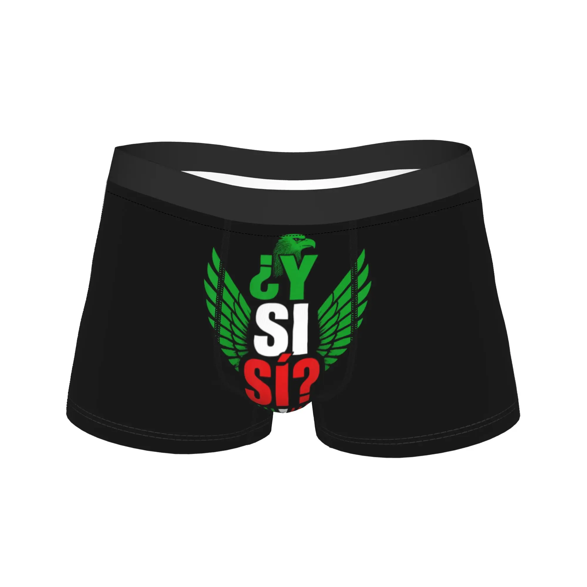 ¿Y Si Sí Mexico Flag Y Si Sí Mexican Eagle Underwear Male Panties Custom DIY Comfortable Boxershorts Trenky Boxer Brief Big Size