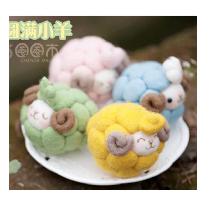 Successful lambs cartoon animal set wool needlepoint kit  wool felt needle felting decoration craft needlecraft DIY handmade