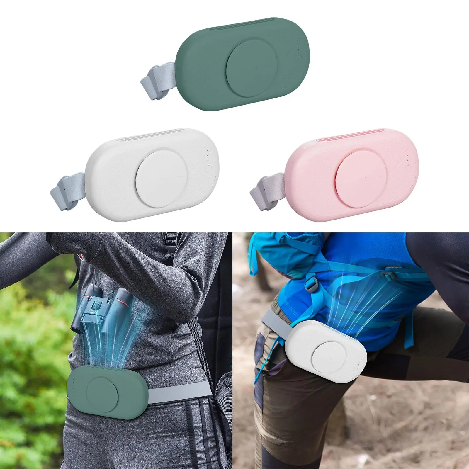 Ventilador de cintura portátil, resfriamento rápido, usb, ajustável, 3 velocidades, fácil de transportar, ventilador de resfriamento ao ar livre para pesca, viagens ao ar livre, fazenda, casa