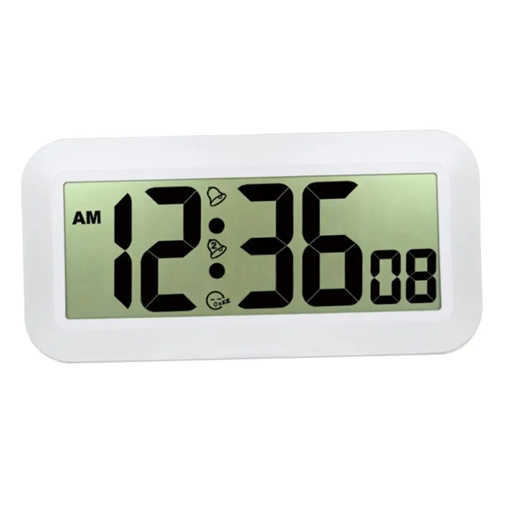 Digital Wall Clock with Big LCD Screen Alarm Mute Function Calendar Days and Months Display for Bedroom Classroom Office