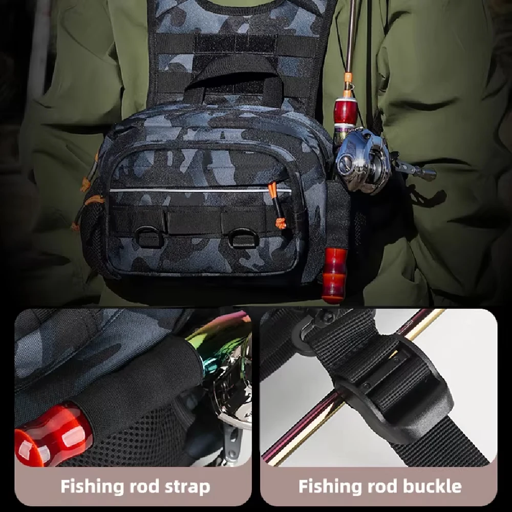 RGGMQQ 1 Stück Angel-Brusttasche, wasserdichte Fliegenfischertasche mit reflektierendem Design für Herren und Damen, ideal für Outdoor-Aktivitäten wie Jagd und Wandern. – Detail 13