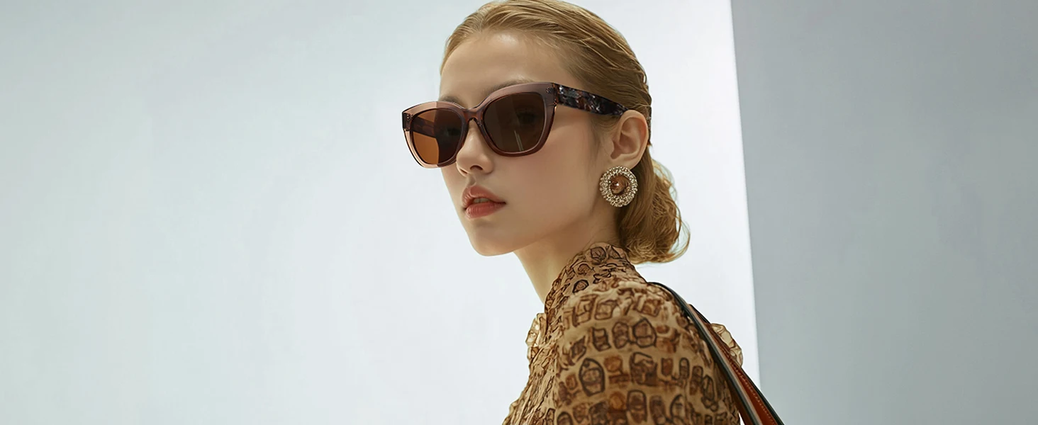 ZENOTTIC Modedruck, quadratisch, polarisiert, Sonnenbrille, Acetat-Schmetterlings-Sonnenbrille für Damen, zum Fahren, UV400-Schutz – Detail 2
