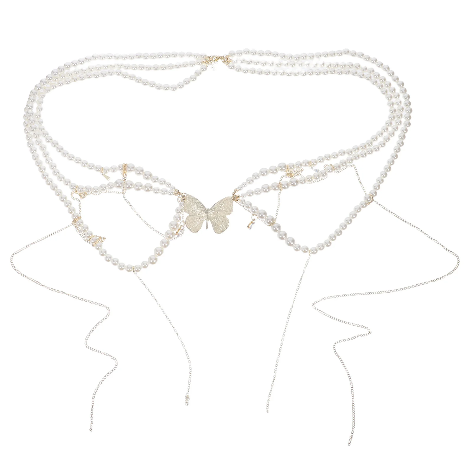 

Multi-Layer Pearl Waist Chain Elegant Body Chain Jewelry for Women Long Tassel Pendant Bikini Waist Belt Beach Wedding Party