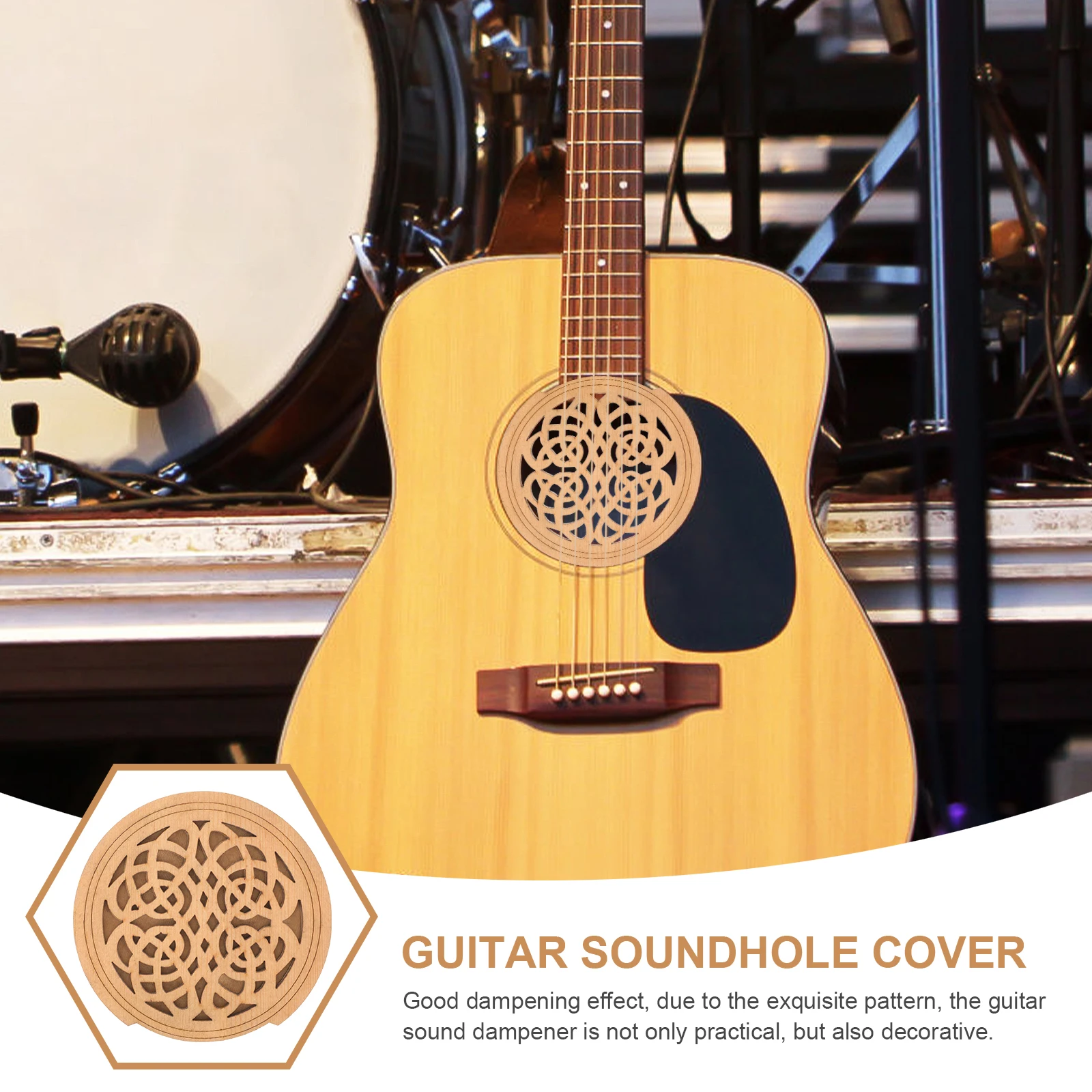 

Wooden Soundhole Cover for Acoustic Guitar Smooth 09 Original Color Compact Durable Guitar Accessories Soundhole Covers