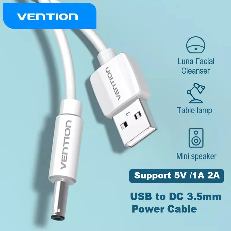 Vention USB to DC 3.5mm Power Cable USB A Male to 3.5 Jack Connector 5V Power Supply Charger Adapter for Fan USB HUB Power Cable