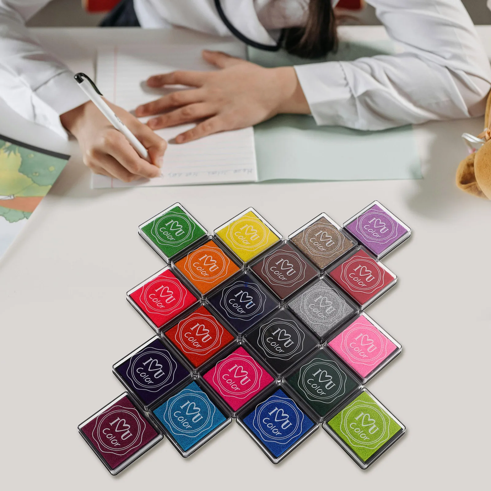 

20Pcs Bright Ink Pads for Kids Washable Finger Paint Stamp Pad Set for Creative Art Craft and School Projects Ink Pads Set