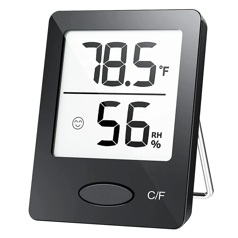 ABYL Indoor Hygrometer Thermometer,Room Thermometer with Large LCD Display, Humidity Monitor for Home Office Black