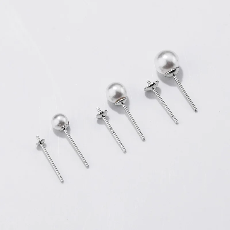S925 Sterling Silver Earrings Base Setting with Pin for Pearls 5818 Crystal 5040 Jewelry Making DIY Accessories