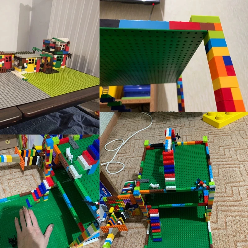 6 pçs placas de base clássicas blocos 32x32 32x16 50x50 pontos abs plástico construção placas base tijolos montagem cidade estrada moc cidade brinquedos
