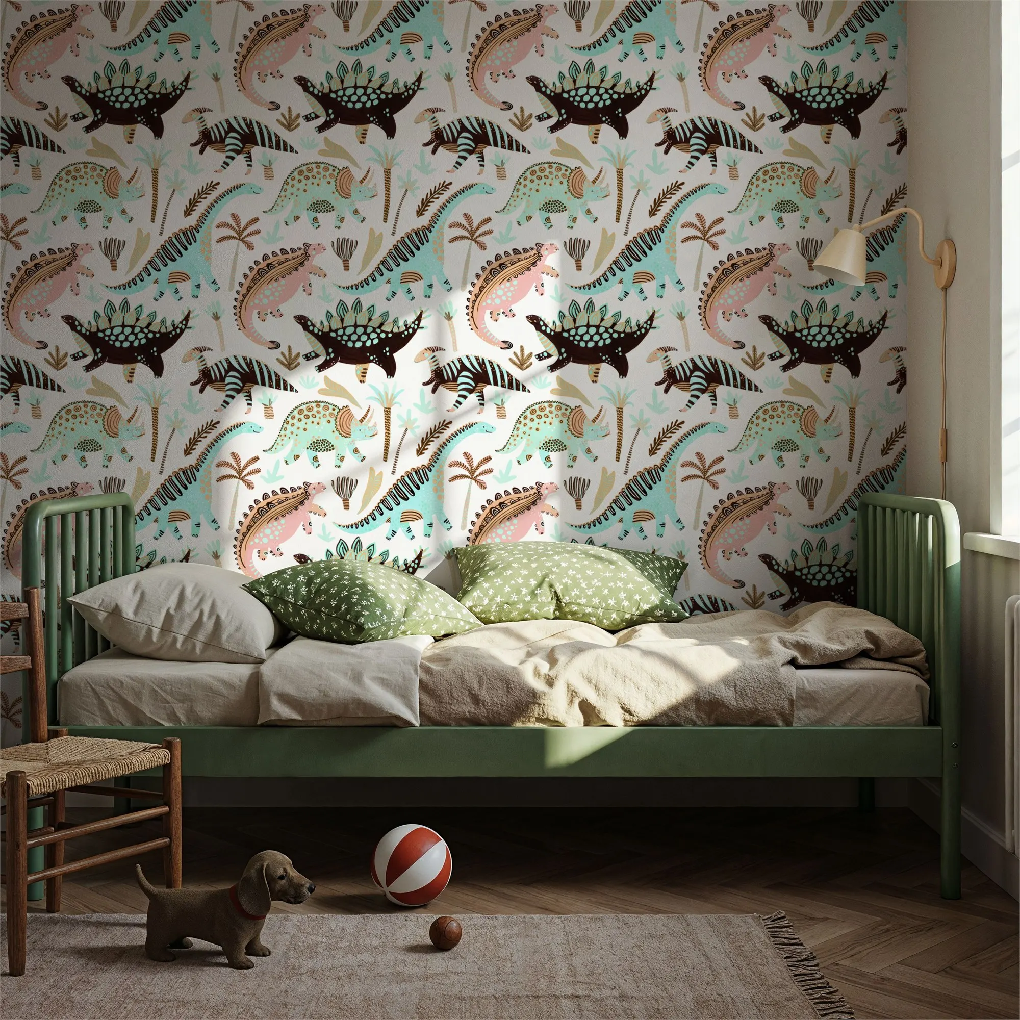 Custom Funky Dinosaurs Light Large Peel and Stick Mural Wall Decor