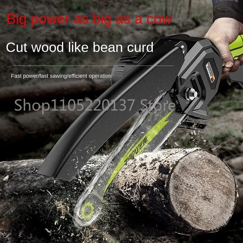 Electric Chainsaw Household Small Handheld Lithium Battery Hand Electric Saw Rechargeable Chainsaw Felling Wood Sawing Tree