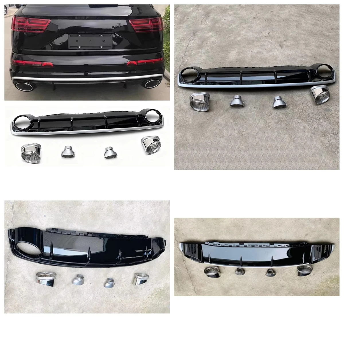 

High Quality Car Body Kit S-line Rear Bumper Diffuser with Tail Throat for Q7 SQ7 to RSQ7 2016-2019