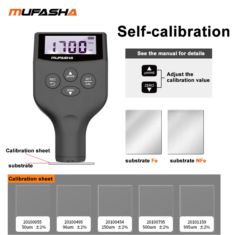 MUFASHA G935 Coating Thickness Gauge 0.1 Micron 0~1900um Fe and NFe Car Paint Film Tools Thickness Tester