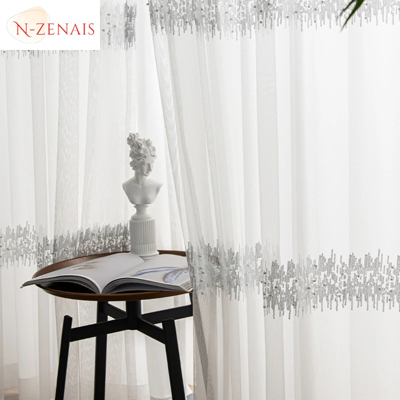 

Modern Simple Pearl Moon White Tulle sheer Curtain for Living Room Bedroom Dining Blackout Wedding Decor Window Custom Size