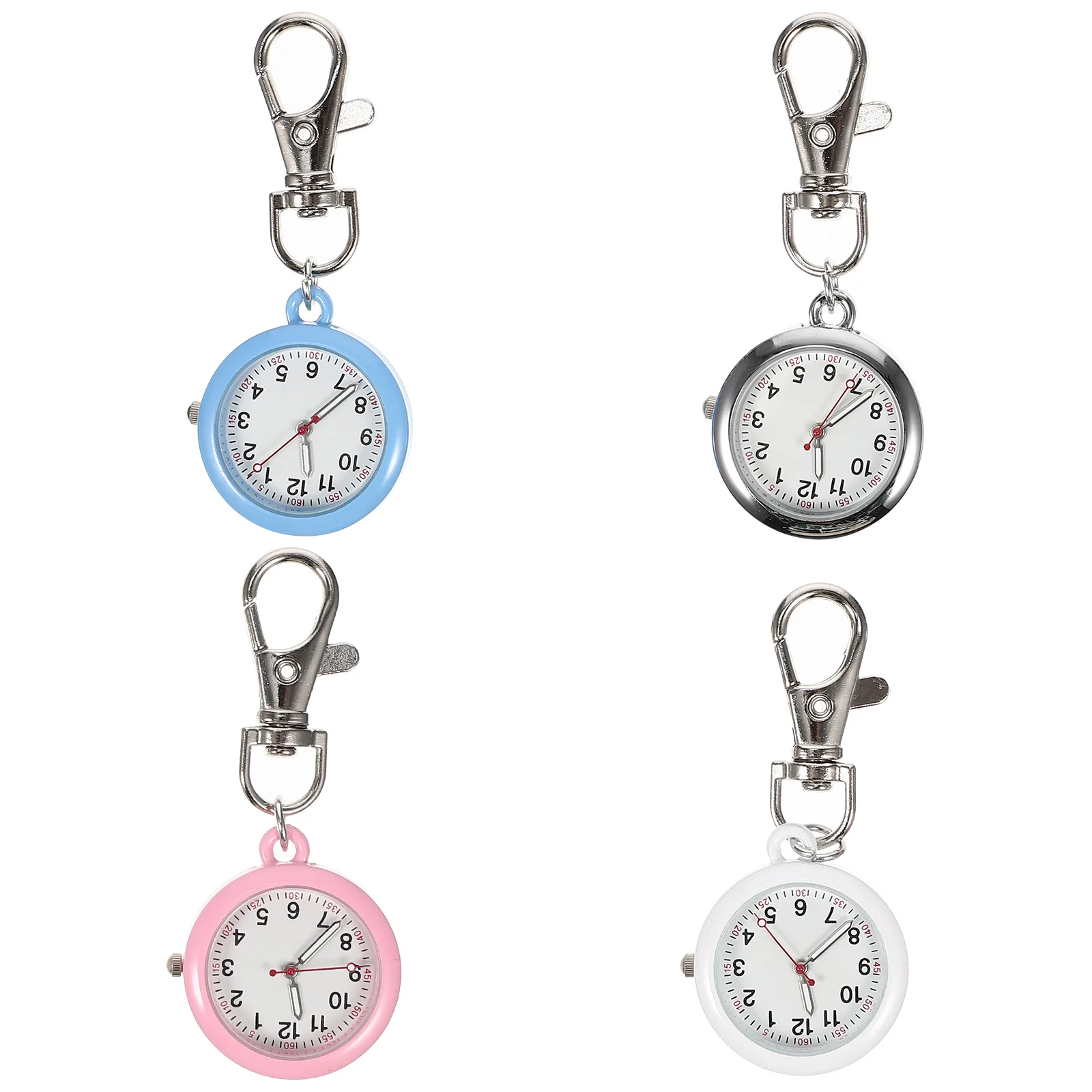 4 قطعة ساعات ممرضة مضيئة ساعة جيب المفاتيح كليب على للممرضات الأطباء المحمولة معلقة ساعة قلادة مستديرة صغيرة #6