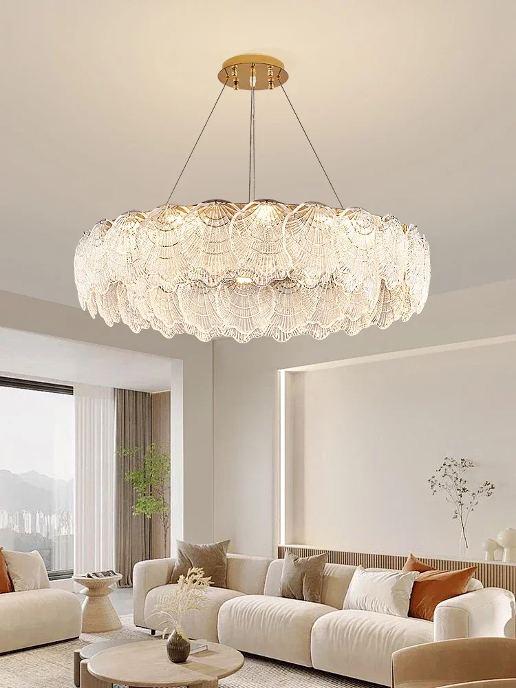 2025 Modern Shell Chandelier Ceiling Lights Bedroom Living Room Home Decor Crystal Cover Pendant Lights Lamp Fixture Indoor Ligh