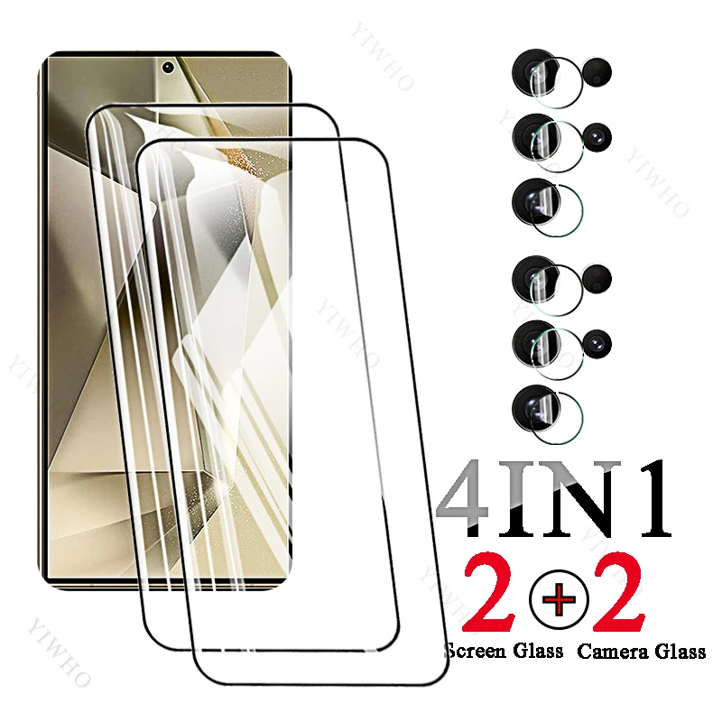 4in1 Protection Glass for Samsung Galaxy S24 Ultra SM-S928B Screen Protectors Tempered Glass Camera Lens Fingerprint Unlock HD