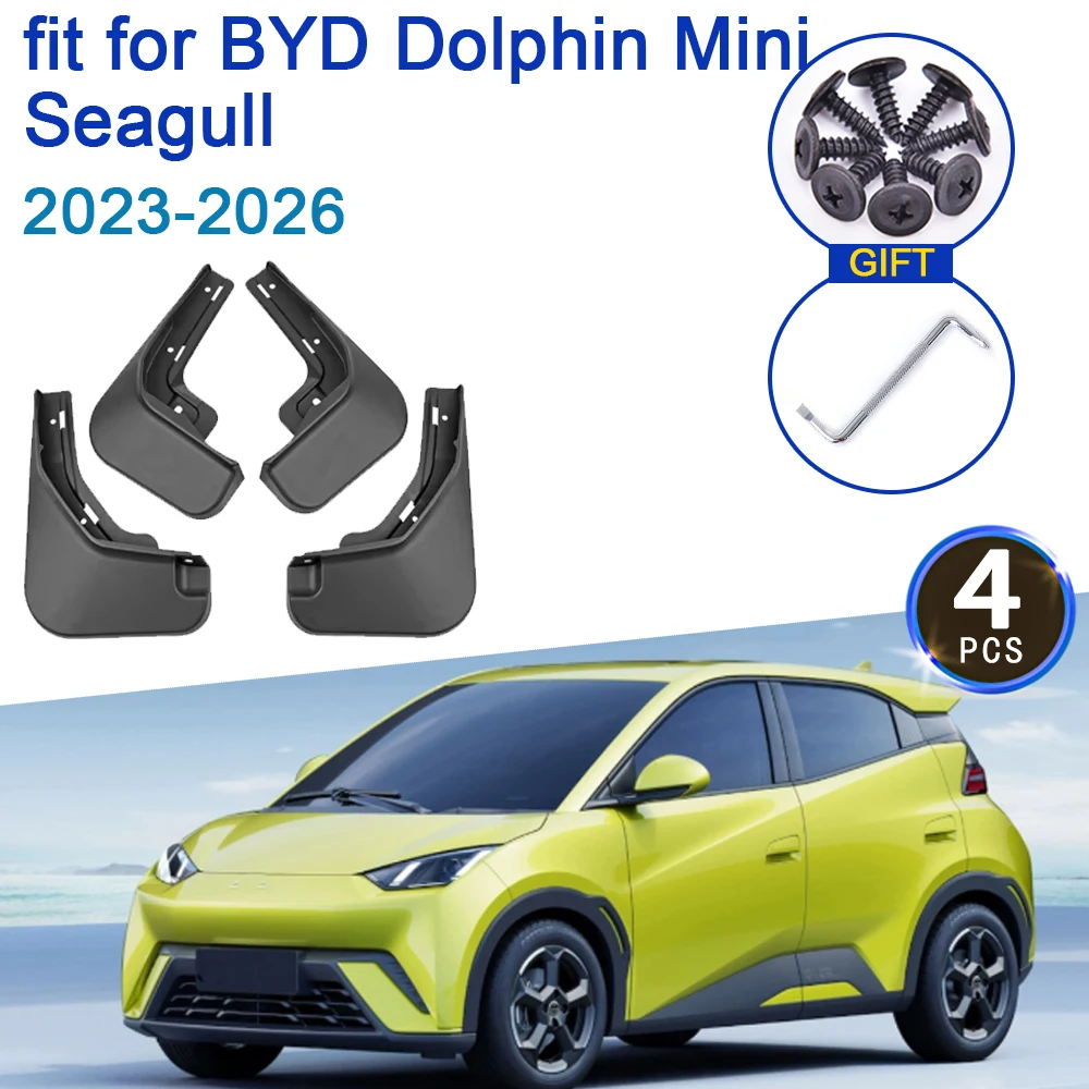 

For BYD Dolphin Mini Seagull 2023 2024 2025 2026 Auto Mudflaps Mud Splash Guards Front Rear MudGuards Fende Flare Accessories