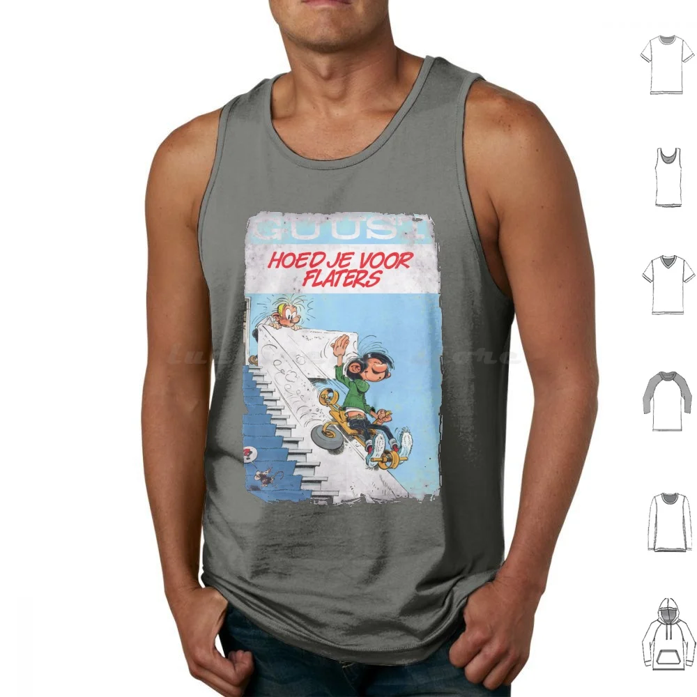 

Guust Tank Tops Vest Sleeveless Guust Gastoon Gaston Comic Cover Comic Cover Character Movie Cartoons Kids Childhood Vintage