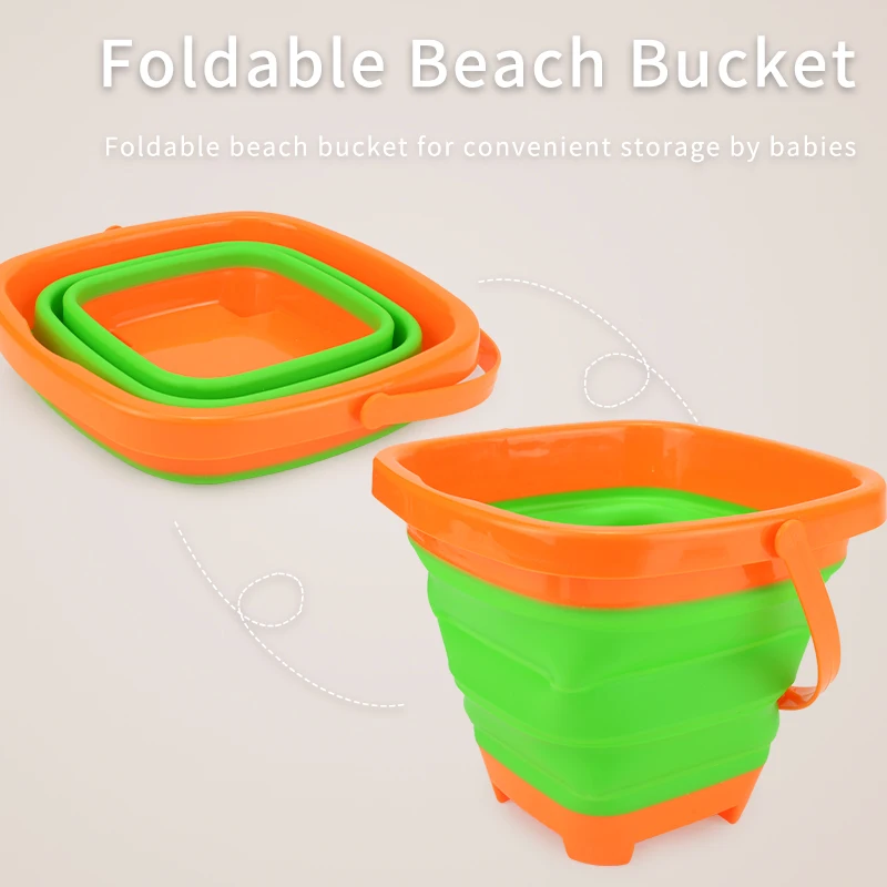 Beach Toys for Kids Sand Toys Set for Toddlers Sandbox Toys with Collapsible Bucket Shovel Rake Set Sand Molds Summer Outdoor